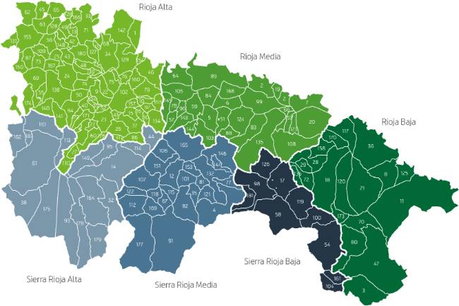 Mapa de municipios y comarcas