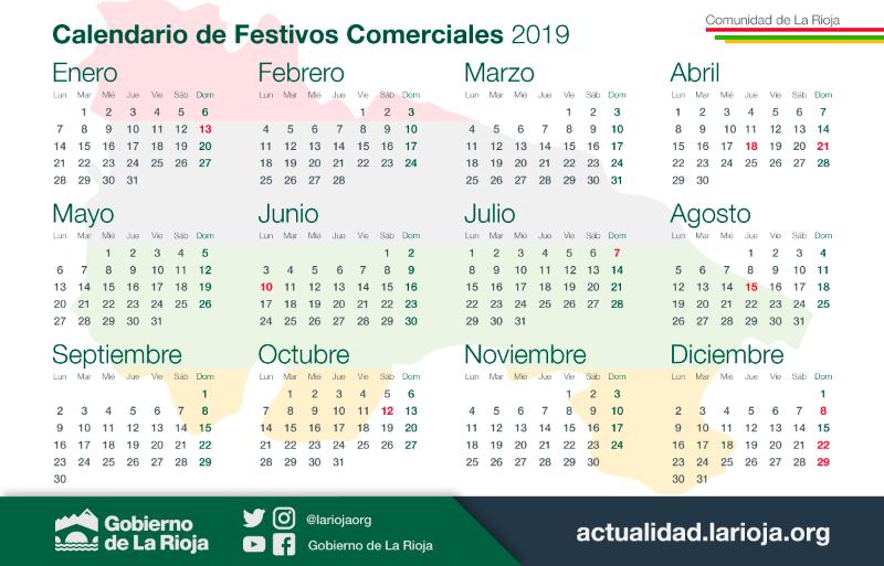 Calencario Festivos Comerciales 2019