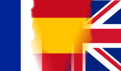 Bandera trilingue: Ingles-Frances-Español