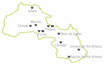 Mapa de la Reserva Biosfera con situación de fortificaciones y castillos