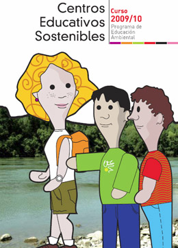 Dibujo de escolares con educador del programa centros educativos sostenibles