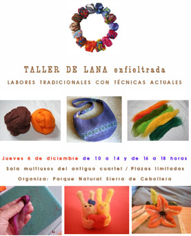 taller de enfieltro en el Parque natural Sierra Cebollera