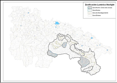 mapa de zonificación lumínica