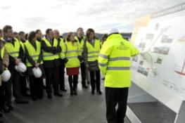 Cuca Gamarra, Pedro Sanz, Ana Pastor y Yolanda Barcina, en la visita a las obras.